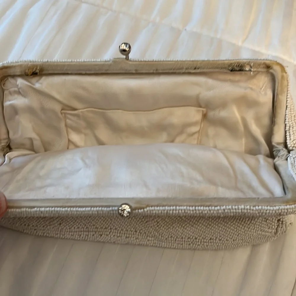 White beaded envelope purse wedding vintage - Picture 3 of 3